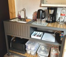 Kleine Küche zu den Schlaffässern Ferienhaus Berger Bad Karlshafen